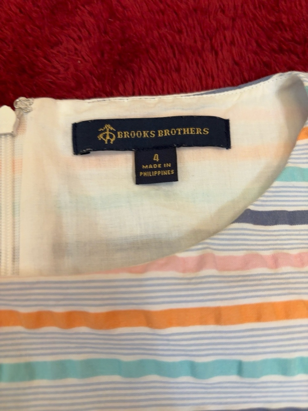 Brooks Brothers Striped Fit & Flare Dress Size 4 Pastel Cotton Blend Knee Length - Picture 3 of 7